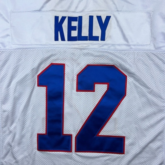 VTG Buffalo Bills Jersey Men 54 White Jim Kelly Mitchell Ness Super Bowl NFL NEW - Picture 14 of 16